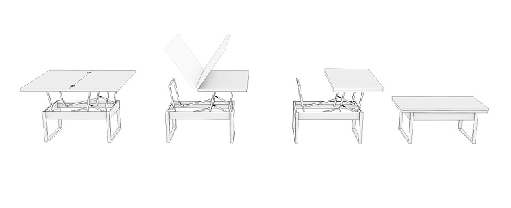 Herraje de mesa de centro convertible a comedor
